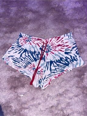 Secret Treasures Tie-Dye Lounge Shorts - Blue, Red & Pink